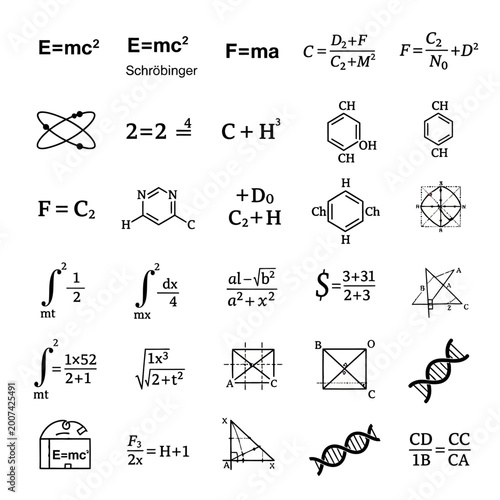 Physics and chemistry equations and formulas.