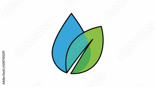 Water drop and leaf logo representing nature and freshness.
