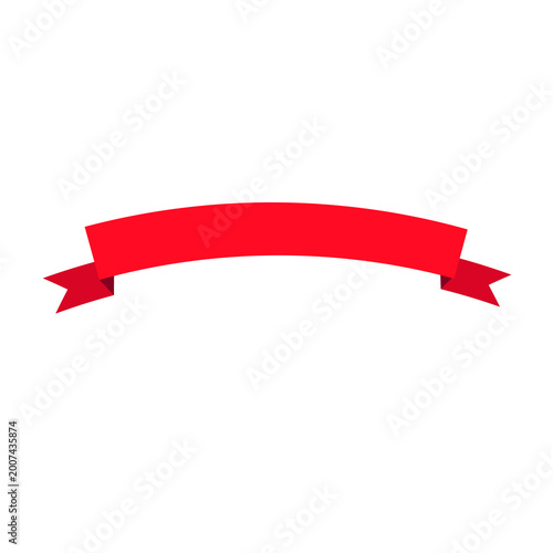 Set of Flat Red Ribbons for Sale, Promotion, and Holiday Decorative Elements.