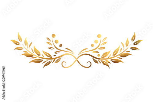 Gold Laurel Wreath Divider with Elegant Botanical Ornament Design