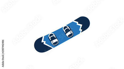 Clean snowboard vector icon illustration with bold lines for winter sports design, featuring a minimalist hand-drawn style and scalable outline, perfect for modern graphic resources and apps.