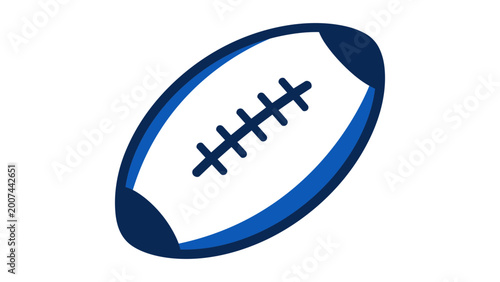 Modern flat vector icon of a rugby ball isolated on white background. Professional sports equipment illustration for athletic competition branding, match design, and team tournament graphics.