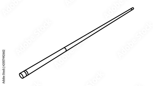 Photos Minimalist black line vector icon of a snooker cue with editable stroke on white background