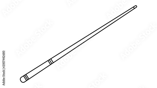 Foto Professional snooker cue vector illustration with an editable stroke, showcasing a minimalist black line design for billiard sports and pool equipment with customizable thin line weight features