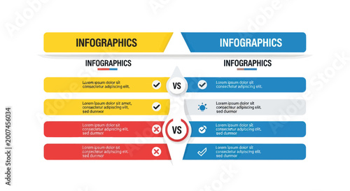 Bild auf Leinwand Infographics Comparison Chart - Yellow vs Blue Design