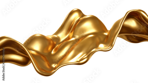 Photos Liquid gold fluid wave abstract metallic flow, isolated on transparent backgroun