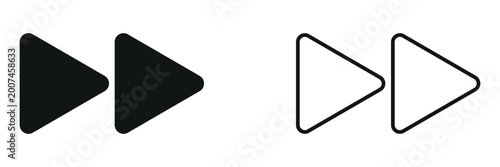 Photos Modern fast forward media player control icon set in solid and outline styles fo