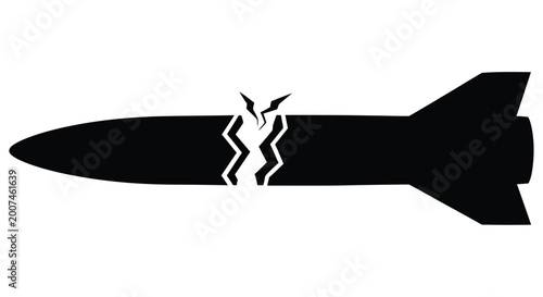 Photography A black silhouette of a bomb with a fractured explosive center
