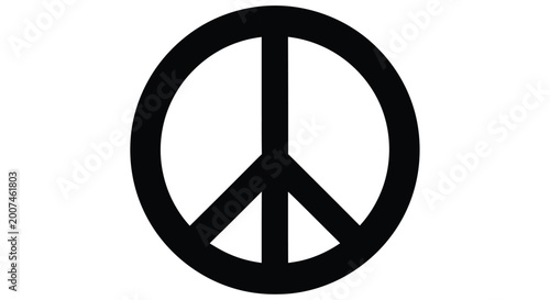 Schilderij op canvas A simple black and white image depicting the iconic peace symbol