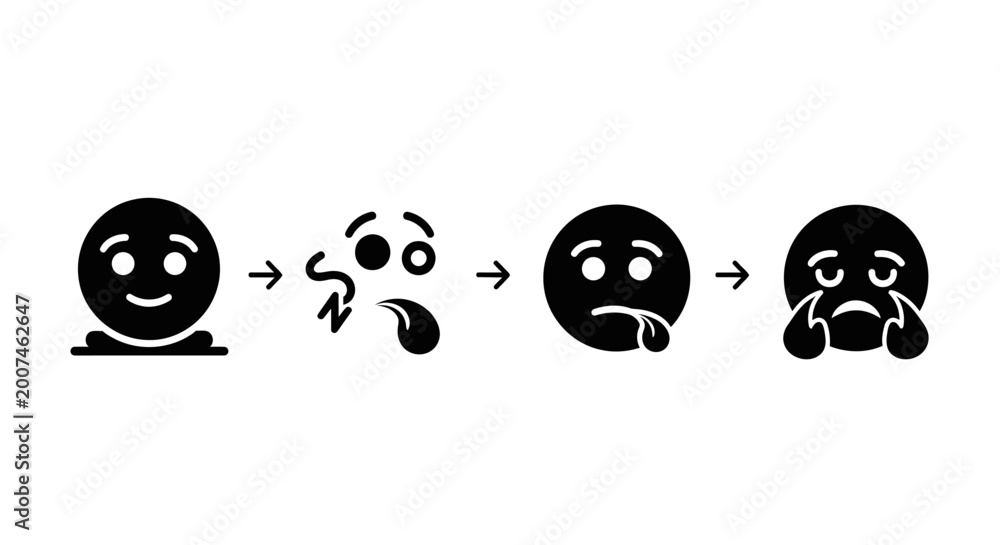 Fototapeta premium Emotional Transformation: Happy to Sad Emoji Stages