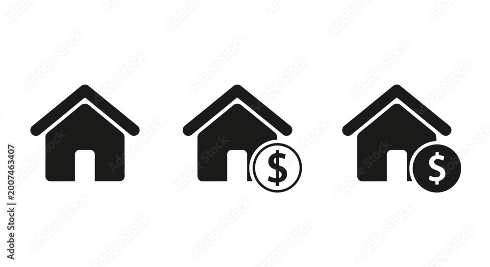 Fototapeta premium House Icons with Dollar Sign, Real Estate Investment Concept