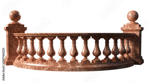 Canvastavla Ornate marble balustrade with spherical finials, isolated on transparent backgro
