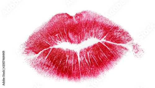 Bild auf Leinwand Red lipstick kiss imprint, isolated on transparent background