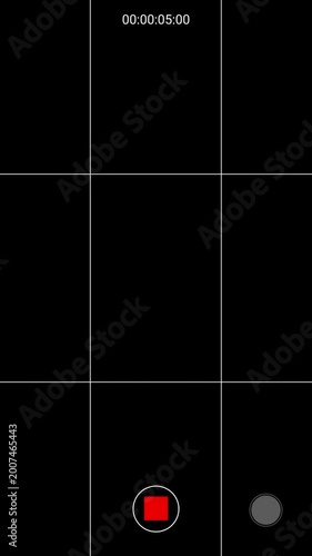 Camera recording screen vertical mobile overlay. Animation screen camera record with grid lines overlay. 