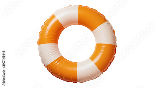 Schilderij op canvas Orange and white inflatable life preserver ring, isolated on transparent backgro