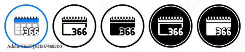 фотографія Flat leap year icons, in outline and solid styles