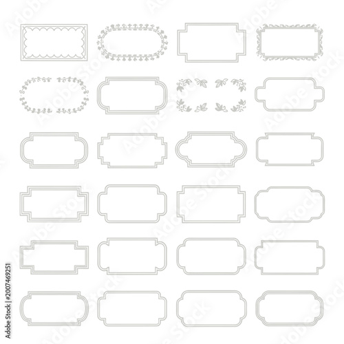 Konstfotografi Collection of label shapes and icons.