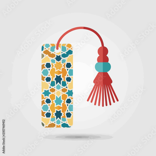 Colorful tassel bookmark with beads.