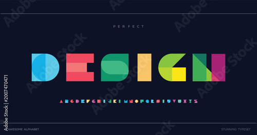 Photos Abstract Color overlap, decorative font, geometric type for modern color logo, headline, art lettering and maxi typographic