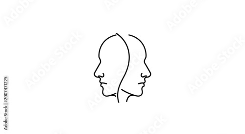 Photos Abstract Double Face Profile Line Art Illustration