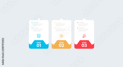 Threestep infographic design template for presentations.