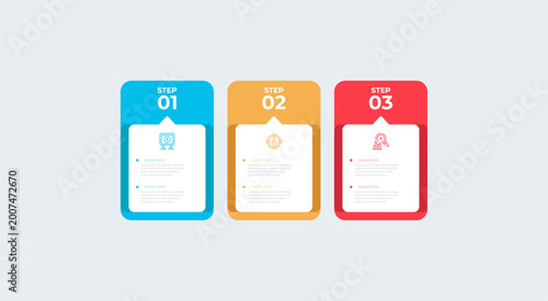 Threestep infographic design template for presentations.