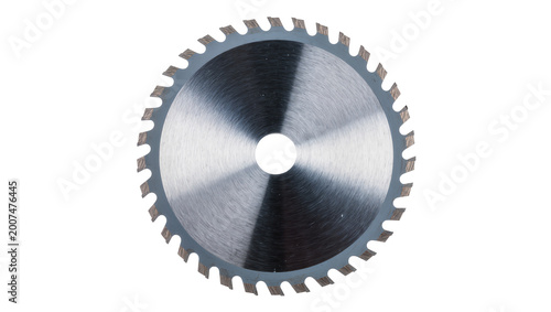 Schilderij op canvas Circular saw blade with sharp teeth, isolated on transparent background