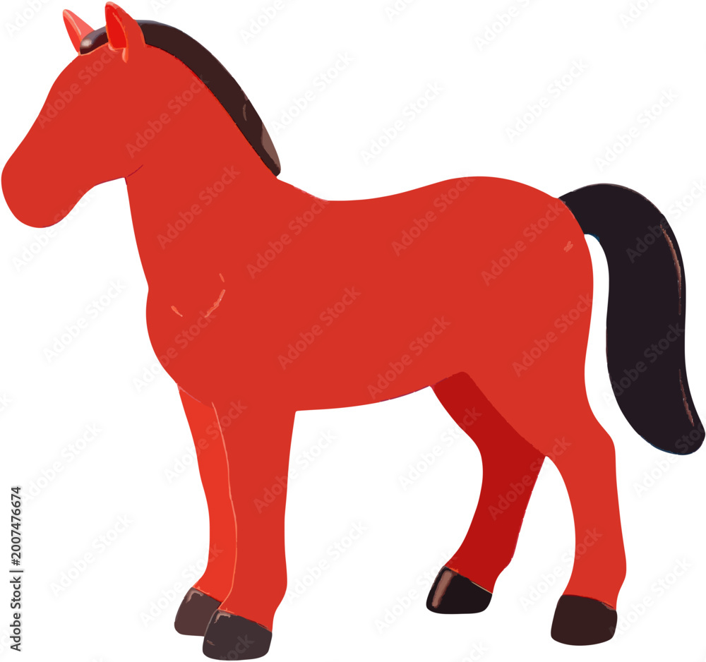 Obraz premium Red Running Horse 3d Icon on Black Background