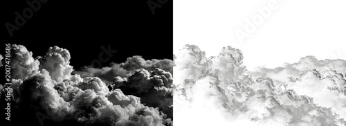 Valokuva Dramatic cumulus clouds on black and white backgrounds, fluffy storm cloud textu