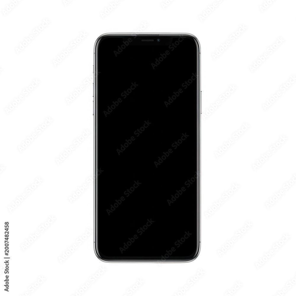 Naklejka premium Black smartphone mockup with blank screen