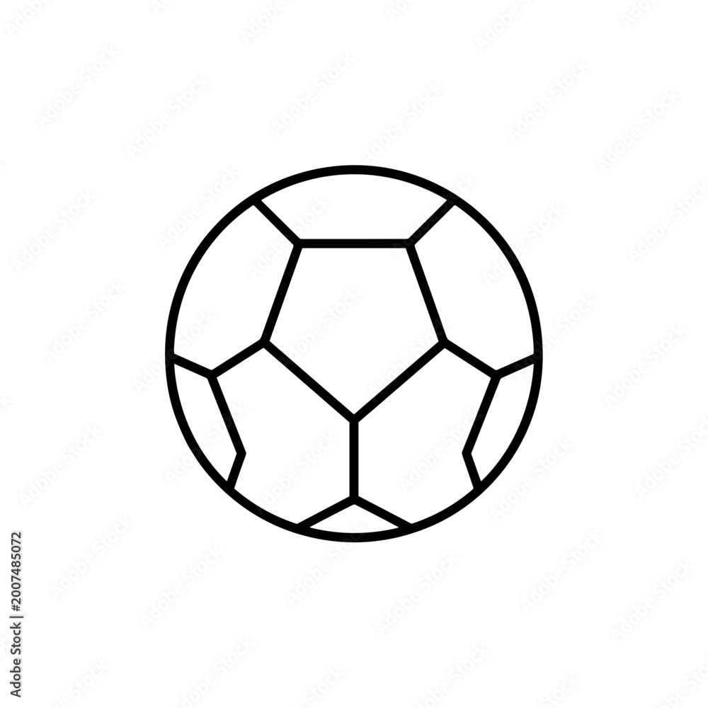 Naklejka premium Black line icon of a soccer ball on transparent background 