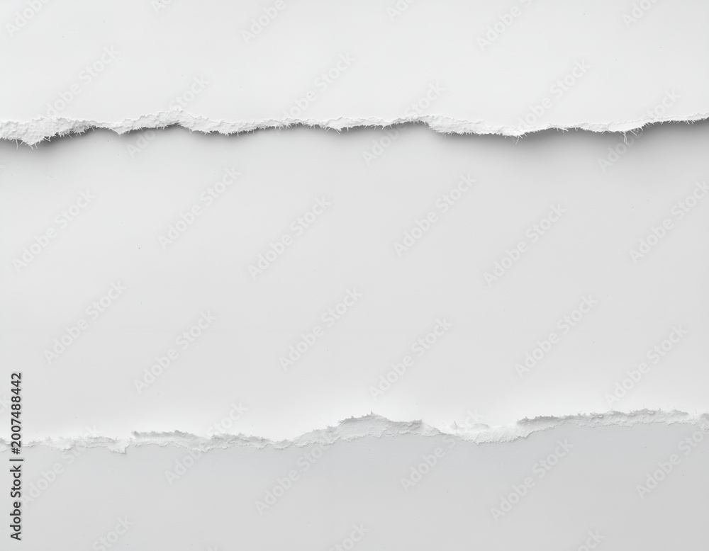 Naklejka premium White torn paper edges horizontal rip texture background.