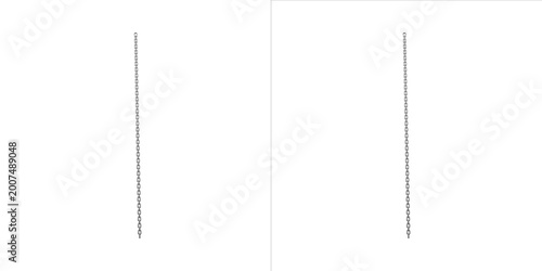 Foto Pair of vertical silver metal chains hanging on transparent background