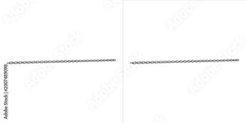 Schilderij op canvas Two identical silver metal jewelry chains displayed on transparent background