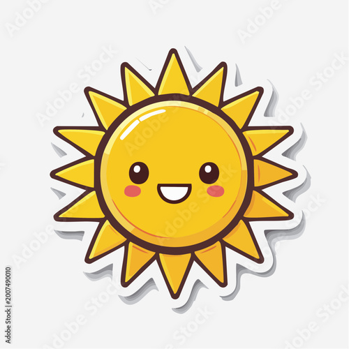 Cute Kawaii Sun Character with Smiling Face