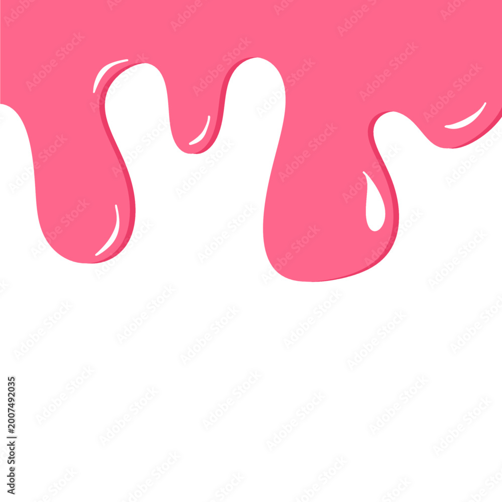 Fototapeta premium Thick Pink Strawberry Wavy Melt Dripping Design. Perfect for ice cream, donut glaze, or cosmetic branding.