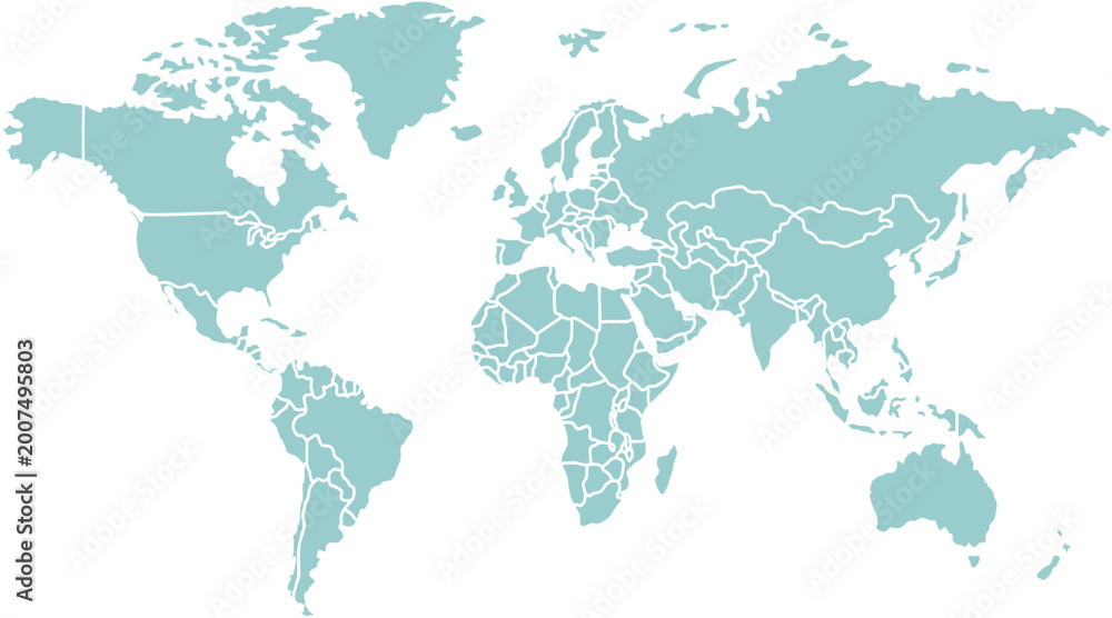 Obraz premium World Map Vector Detailed Political Map Design