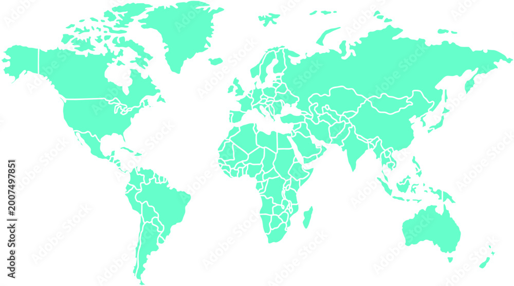 Obraz premium World Map Vector Global Geography Clean Layout.