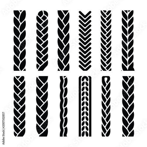 Collection of Black Braided Patterns and Textures