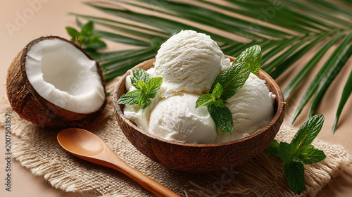 a bowl of coconut ice cream