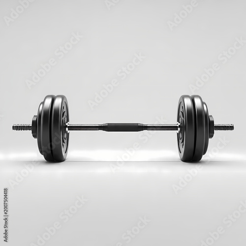 A minimalist 3D render of a simple symmetrical barbell