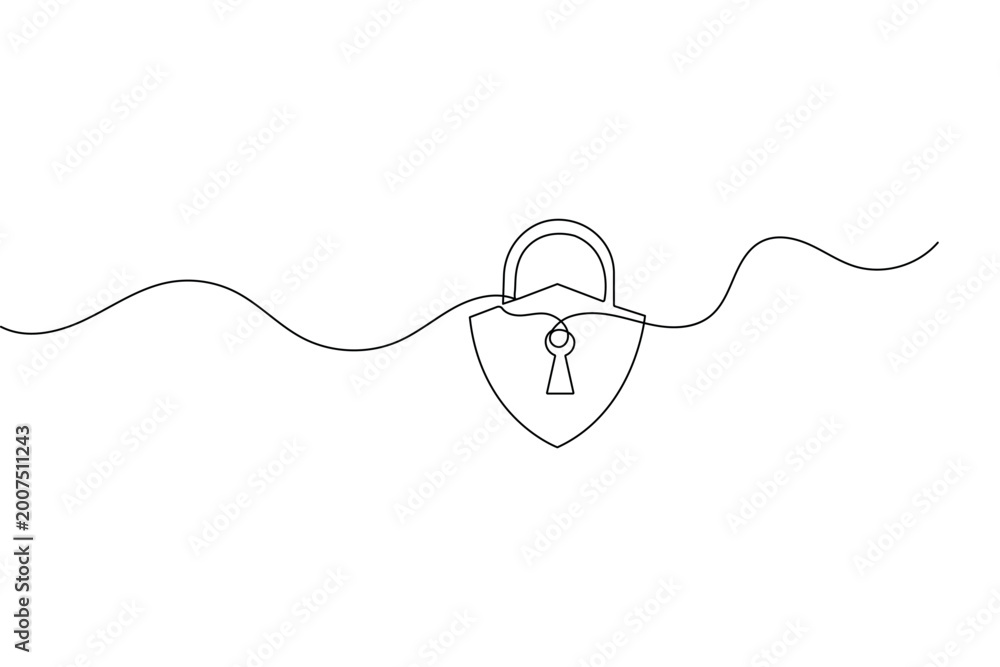 Obraz premium Lock icon created with single line minimalist art style design