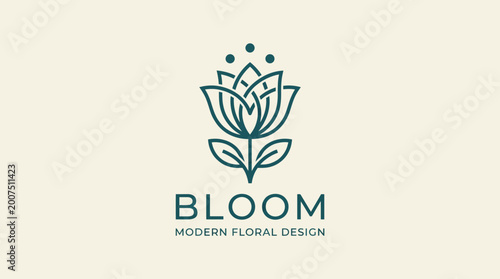 Obraz na płótnie This logo features a minimalist floral design with vibrant colors, representing a modern approach to flower arrangements and interior decoration in a unique style