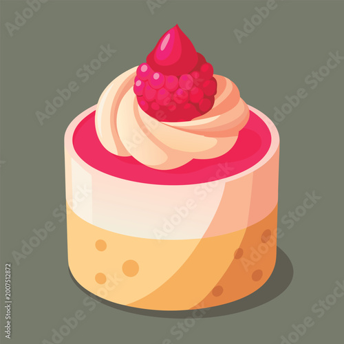 Vector illustration of a Cute raspberry dessert delight.
