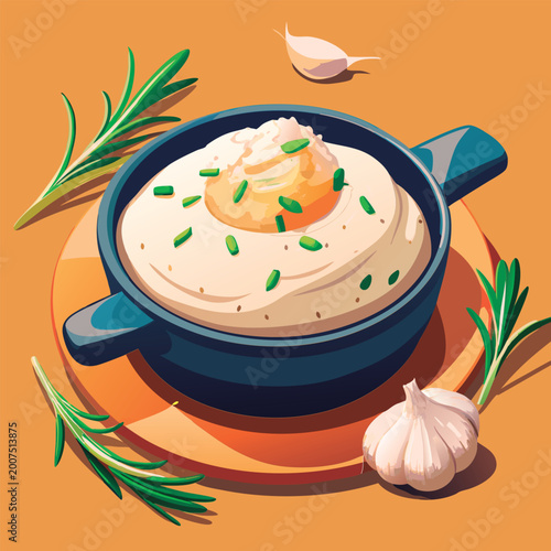 Delicious mashed potatoes in a pan.