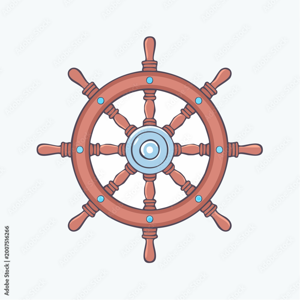 Obraz premium Wooden Ship's Wheel Illustration