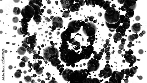 Quadro em tela Abstract background with random, chaos realistic black glance spheres, balls, blobs for design concepts, wallpapers, presentations, web, prints
