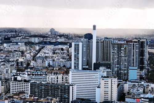 Paris. Paysage urbain et immeubles. Vue du haut de la Tour Eiffel.
