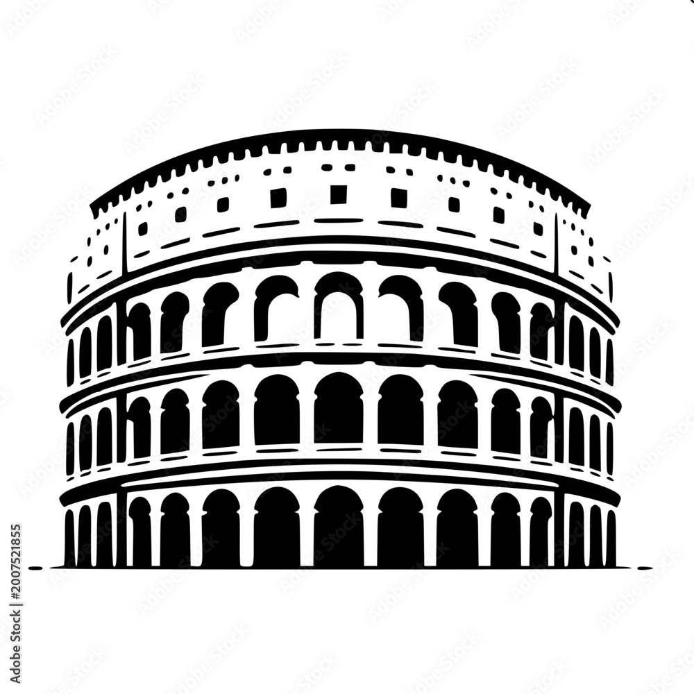 Naklejka premium Italy Colosseum Landmark Geometric Line Art