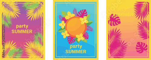 Φωτογραφία Summer party posters with tropical leaves, vibrant gradients, and festive season